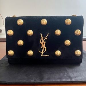 Rare Sant Laurent Black Suede Kate Bag